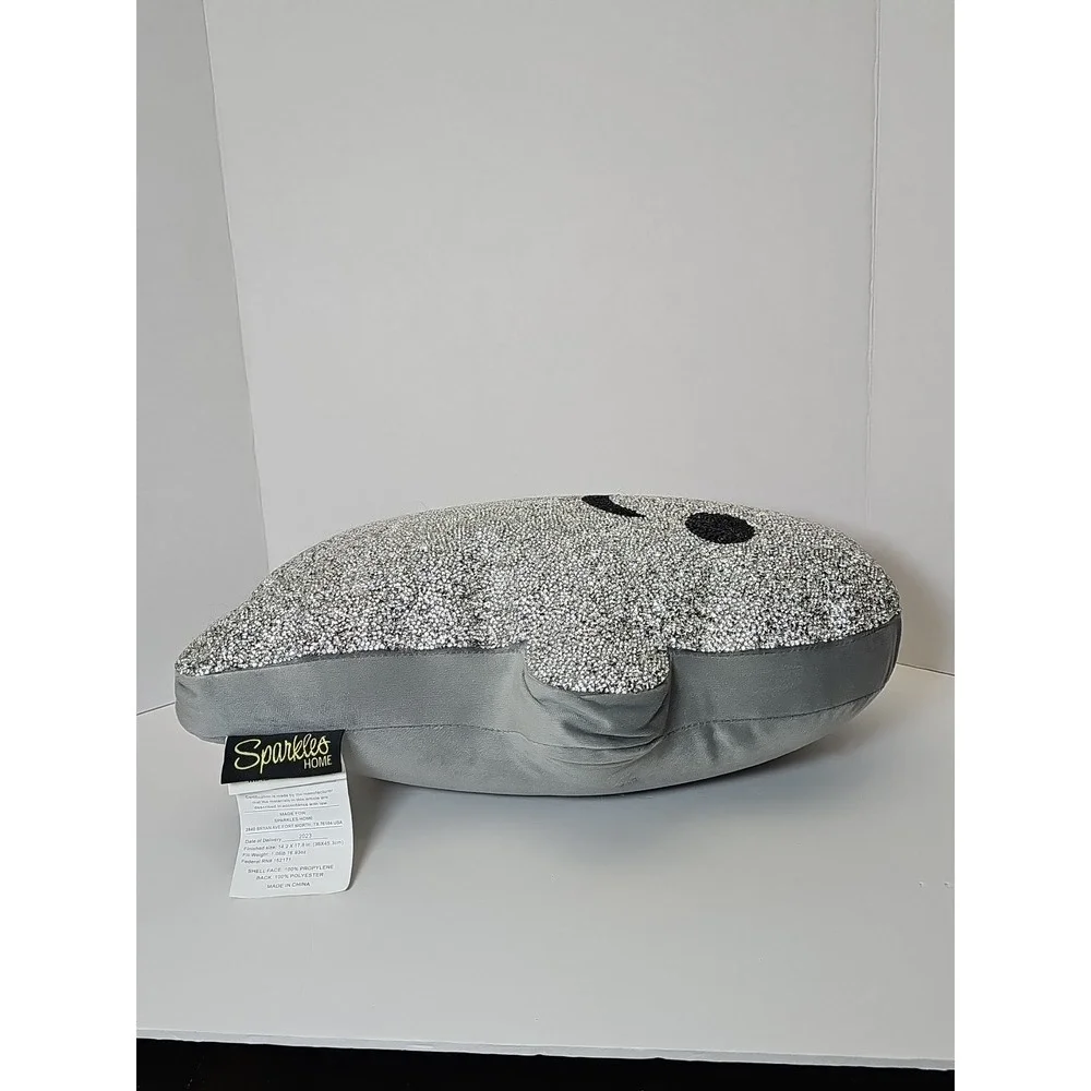 Halloween Ghost Pillow Silver Glitter Sparkles Home Rhinestone‎
